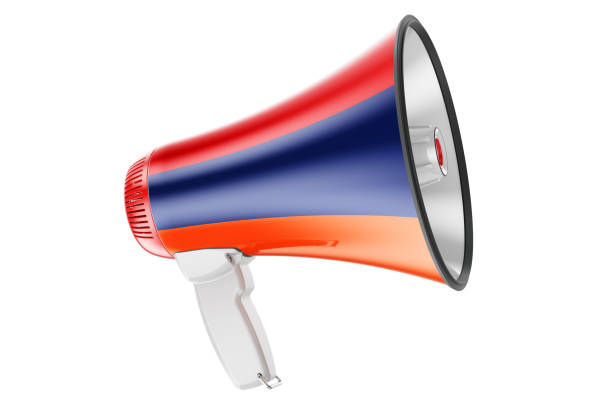 istock Megaphone with Armenian flag, 3D rendering  isolated on white background 1299077611