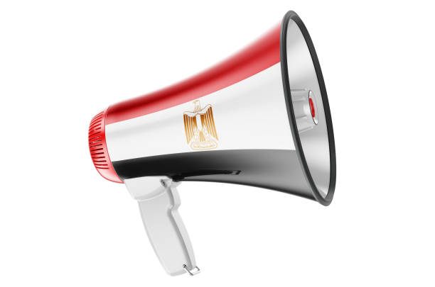 istock Megaphone with Egyptian flag, 3D rendering  isolated on white background 1299080072
