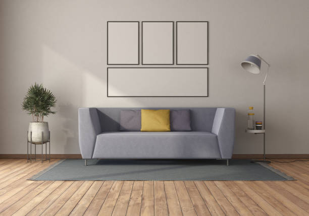 istock Purple sofa in a minimalist room 1299080252