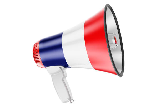 istock Megaphone with French flag, 3D rendering  isolated on white background 1299080727
