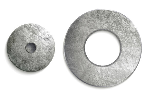 Metallic rivet and washer Rusty rivet and washer isolated on white. Vector illustration with individual elements and textures. EPS10 file with transparencies and global colors. Layered for easy editing. This illustration is part of a series. riveted metal texture clip art stock illustrations