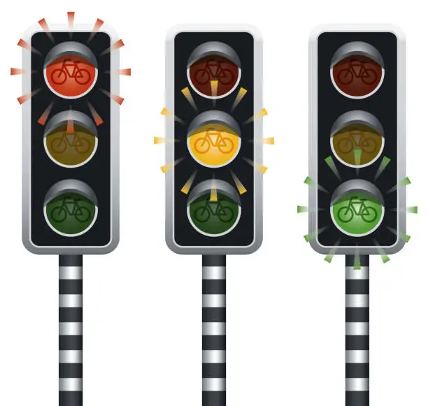 Vector illustration of Isolated bicycle traffic lights