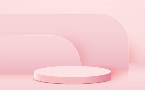 istock Abstract scene background. Cylinder podium on pink background. Product presentation, mock up, show cosmetic product, Podium, stage pedestal or platform. 1299083630