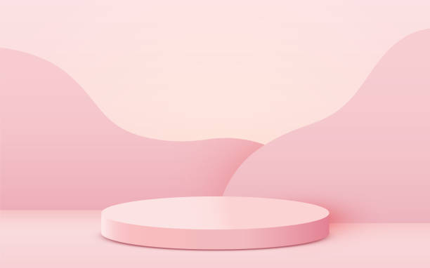 抽象的なシーンの背景。ピンクの背景にシリンダー表彰台。製品のプレゼンテーション、モックアップ、ショー化粧品、表彰台、ステージ台座やプラットフォーム。 - ステージ点のイラスト素材／クリップアート素材／マンガ素材／アイコン素材