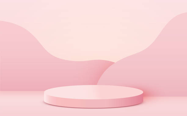 ilustrações, clipart, desenhos animados e ícones de fundo da cena abstrata. pódio de cilindro em fundo rosa. apresentação do produto, mock up, show produto cosmético, pódio, palco pedestal ou plataforma. - pink abstract