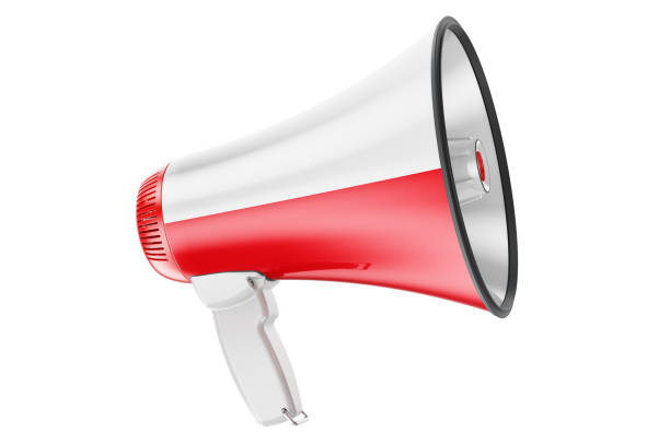 istock Megaphone with Polish flag, 3D rendering  isolated on white background 1299085110