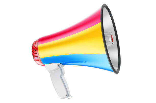 istock Megaphone with pansexual flag, 3D rendering  isolated on white background 1299085157