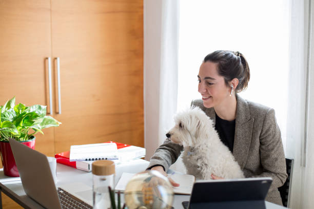 istock Young woman working at home 1299085611