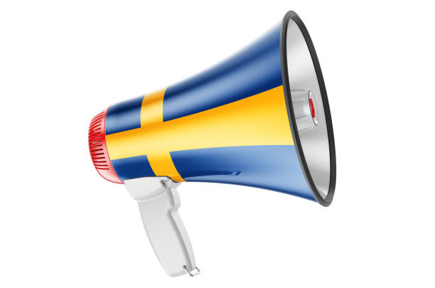 istock Megaphone with Swedish flag, 3D rendering  isolated on white background 1299086280
