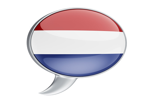 Speech balloon with the Netherlands flag, 3D rendering isolated on white background