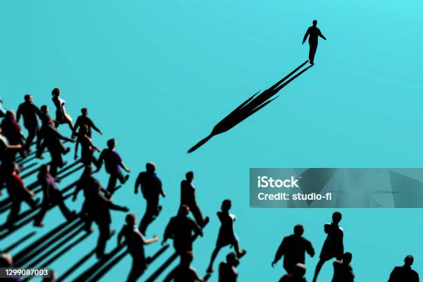 Standing Out In A Crowd 3d Render Stock Photo - Download Image Now - Leadership, Social Media Followers, Following - Moving Activity