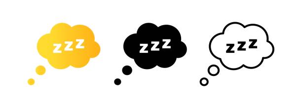 수면 아이콘 집합입니다. 슬리피 zzz 블랙 토크 버블 아이콘. 절전 아이콘. 수면, 꿈, 휴식, 휴식, 불면증. 벡터 eps 10. 흰색 배경에 격리. - sleep stock illustrations