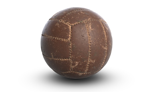 Old football on white background