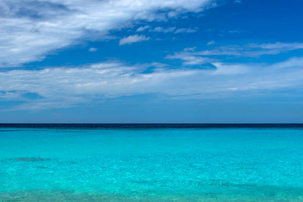 Turquoise and blue colors of the Caribbean sea.