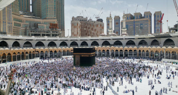 Kaaba in Masjid Al Haram in Mecca Saudi Arabia MECCA, SAUDI ARABIA - MARCH 29, 2019:  Kaaba in Masjid Al Haram in Mecca Saudi Arabia is considered as the holiest place  by Muslims. al masjid an nabawi photos stock pictures, royalty-free photos & images