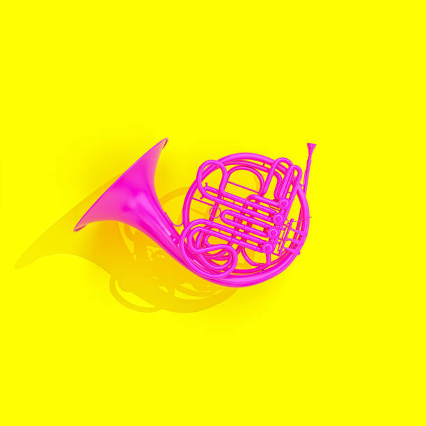 3d illustration. White musical instruments on a pink background. Music concept.