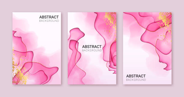 핑크와 골드 흐르는 질감의 배경 - magenta stock illustrations