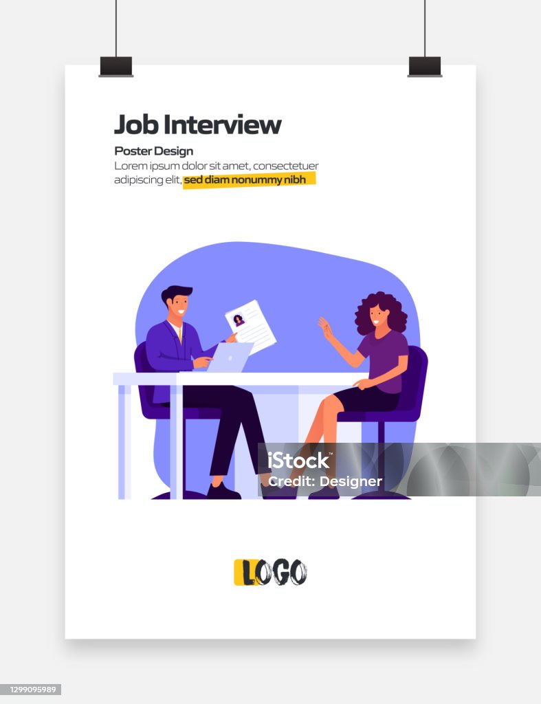 Job Interview Concept Flat Design For Posters Covers And Banners Modern ...