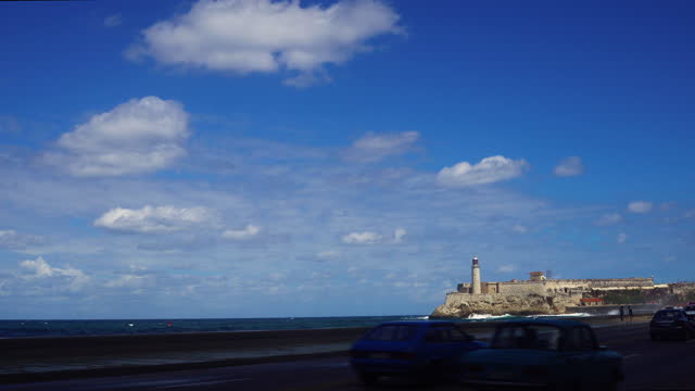 Lighthouse and Havana Waterfront at Malecon, Cuba