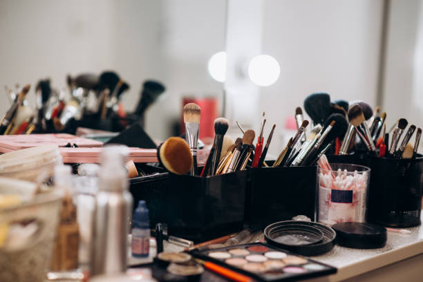 istock Makeup brushes in a black box. Cosmetics and beauty 1299106511