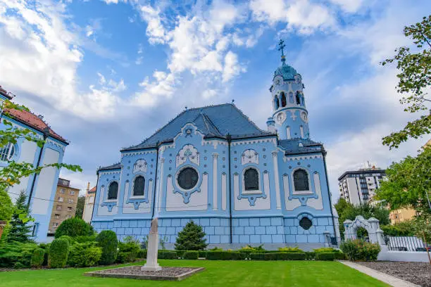 Photo of Church of St. Elizabeth, known as Blue Church, in the Old Town in Bratislava, Slovakia