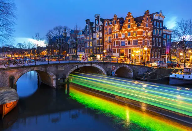 Amsterdam Tranquil Canal Scene, Netherlands