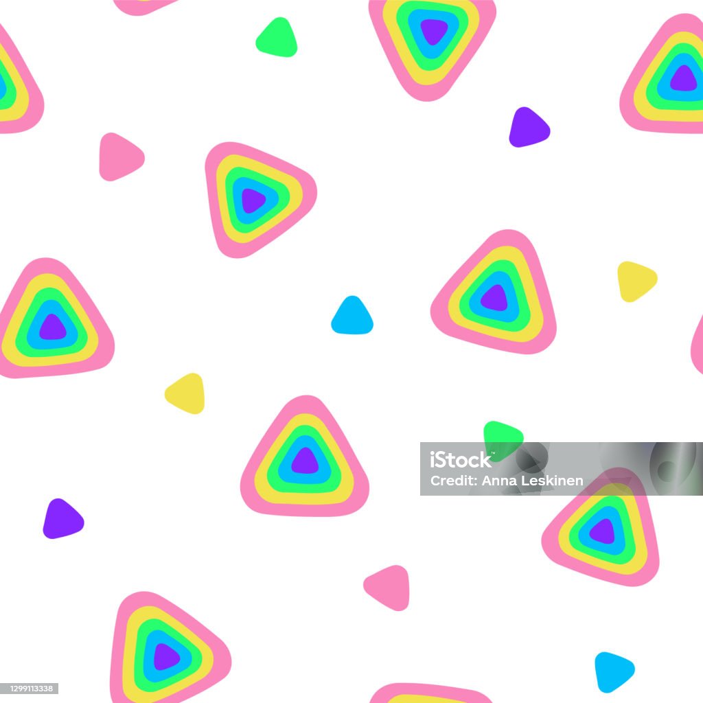 Stylized Triangle Vector Rainbow Triangle Seamless Pattern Chaotic Seamless Background With ...