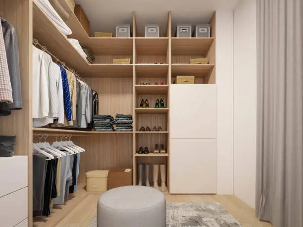 Photo of Computer generated image of dressing room. Architectural Visualization. 3D rendering.
