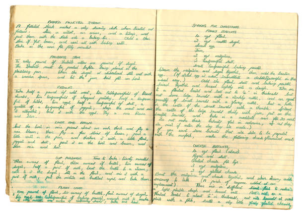 istock Part of an old exercise book containing various handwritten recipes 1299114971