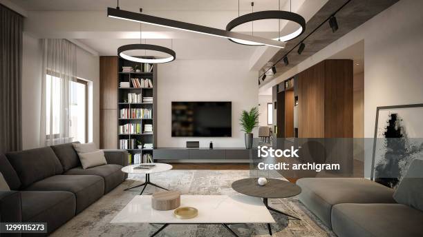 Interior Design Architecture Computer Generated Image Of Living Room ...