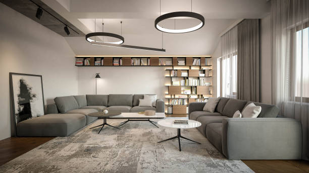 istock Interior Design. Architecture. Computer generated image of living room. Architectural Visualization. 3D rendering. 1299115291