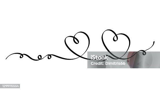 istock Two hand drawn doodle hearts. Continuous line art drawing. 1299115554