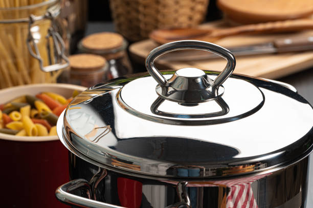 istock Cooking pasta at home in a pot close up 1299119253