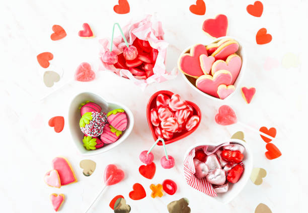 Colorful sweets for Valentines stock photo