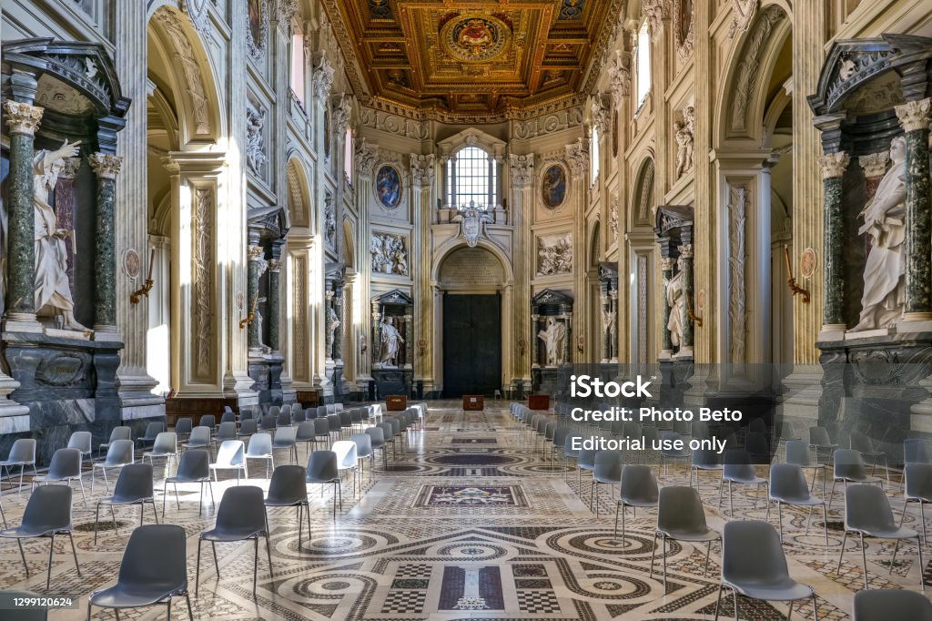 Borromini San Giovanni In Laterano The Main Nave Of The Basilica Of San Giovanni In Laterano In Downtown
