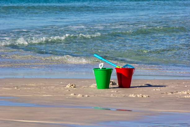 istock Colorful Sand Buckets on Destin Beach 1299123574