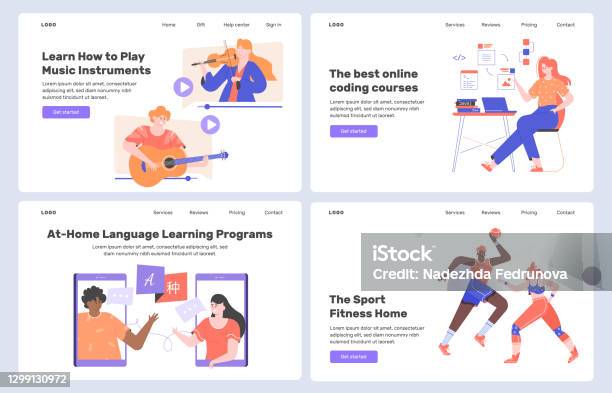 Sports Coding Courses Set Of Landing Web Pages Online Training Courses In Programming Coding ...
