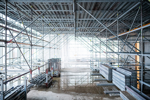 Germany: Indoor scaffolding on construction site