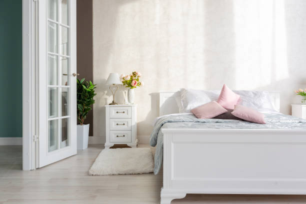 istock Luxurious and expensive interior of an open-plan apartment in light colors. 1299134395