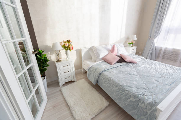 istock Luxurious and expensive interior of an open-plan apartment in light colors. 1299134637