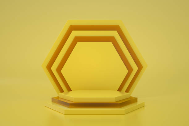 istock Empty Podium, Pedestal, Showcase, Product Stand on Yellow Background 1299136841