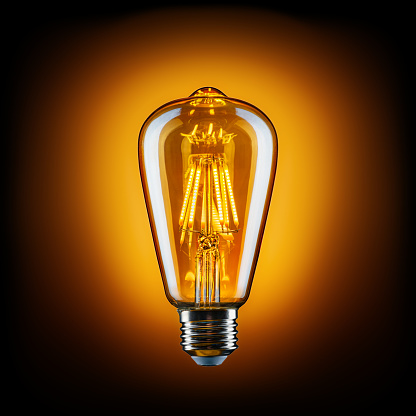 vintage led light bulb against black