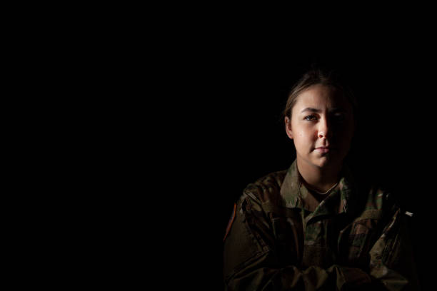 istock Dramatic Portrait of a Female Soldier 1299136896