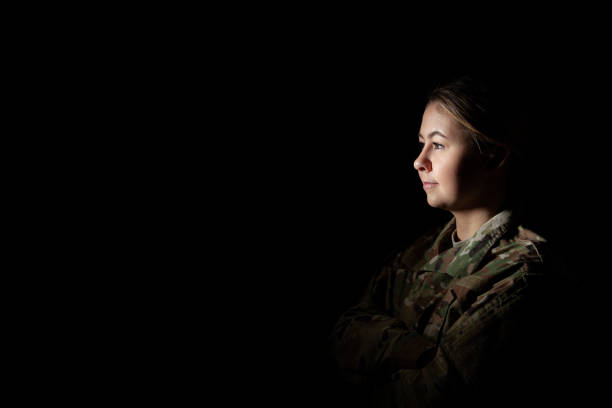 istock Dramatic Portrait of a Female Soldier 1299136981
