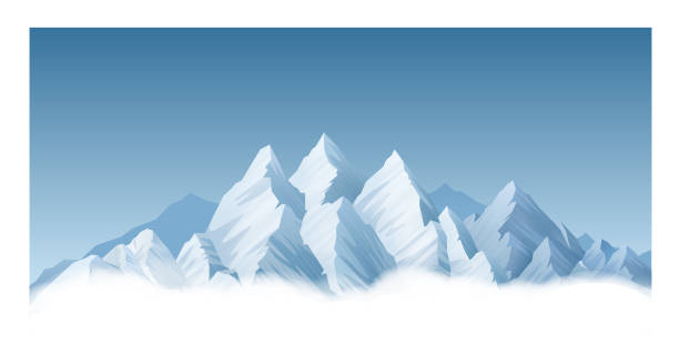 śnieżne pasmo górskie - ski resort mountain winter mountain range stock illustrations