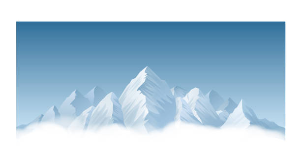 śnieżne pasmo górskie - ski resort mountain winter mountain range stock illustrations