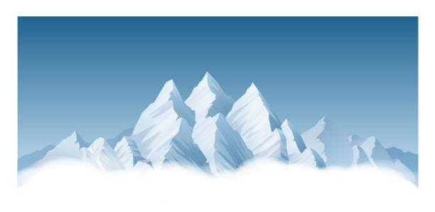 śnieżne pasmo górskie - ski resort mountain winter mountain range stock illustrations