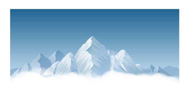 śnieżne pasmo górskie - ski resort mountain winter mountain range stock illustrations