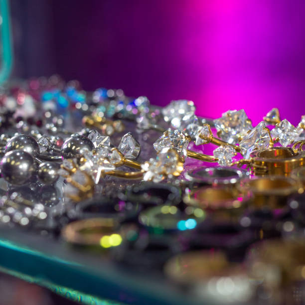 istock Body piercing jewelry, different metal accessories. Modern piercing design. 1299142171