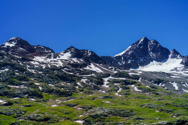 Passo Gavia, Sondrio province, Lombardy, Italy: landscape along the mountain pass at summer